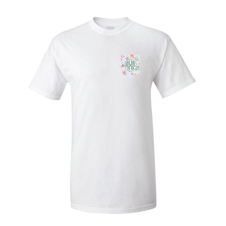 Alpha Chi Omega Floral Pocket T-Shirt | VictoryStore Small