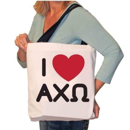 I Love Alpha Chi Omega Canvas Tote Bag