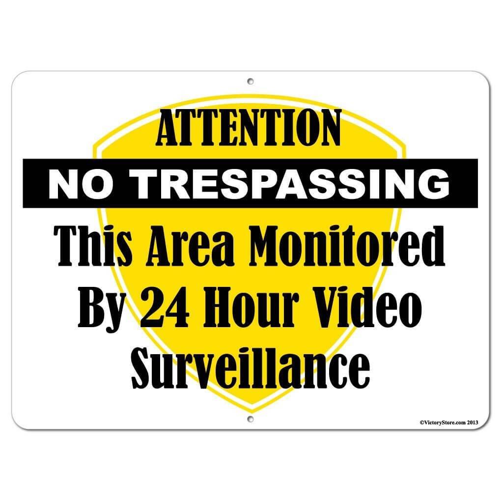 Attention No Trespassing Security Surveillance Sign or Sticker - #2