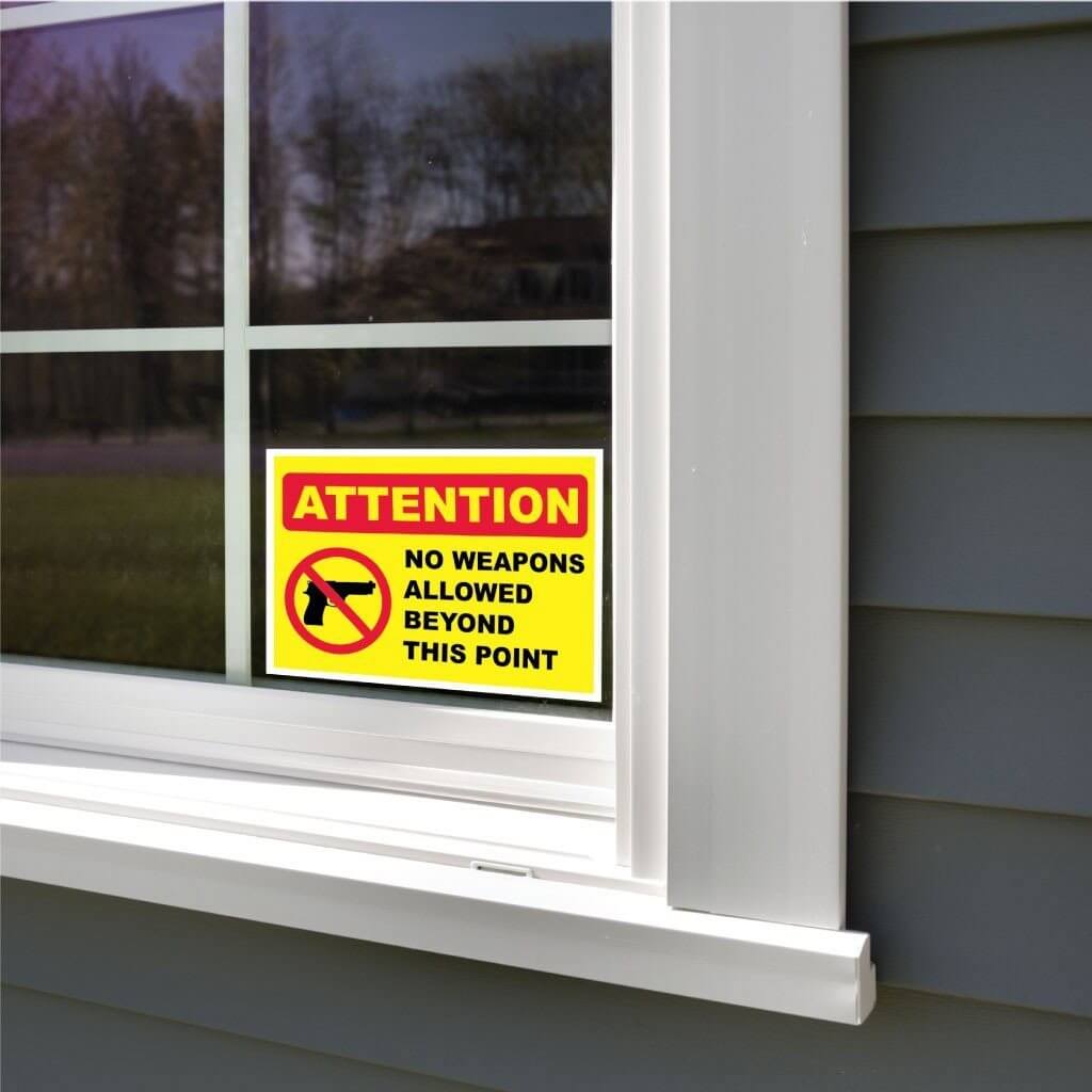 Attention No Weapons Allowed Beyond This Point Sign or Sticker - #7