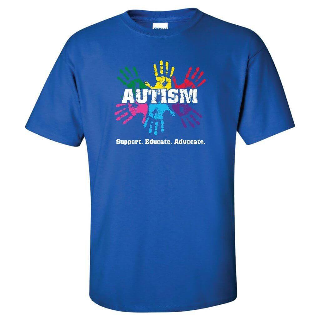 Autism Awareness Shirt 'Support, Educate, Advocate' Safety Green,