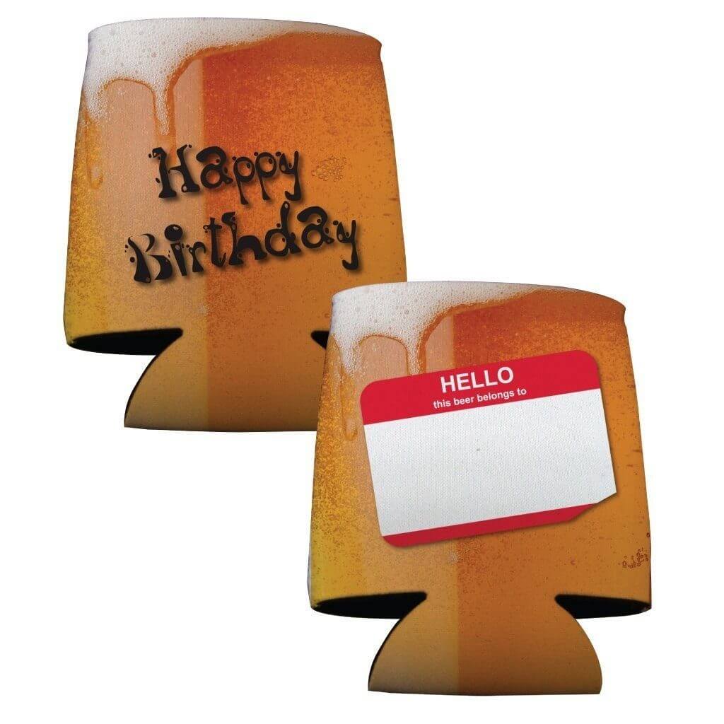 Birthday Party Beer Can Cooler Set - 2 Designs - Set of 6 - FREE SHIPPING