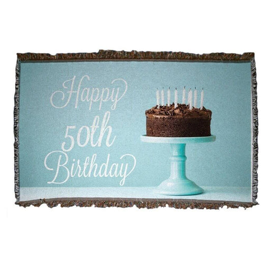 50th Birthday Woven Blanket - Happy 50th Birthday
