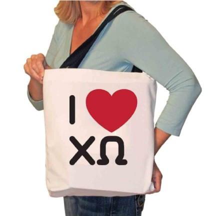 I Love Chi Omega Canvas Tote Bag