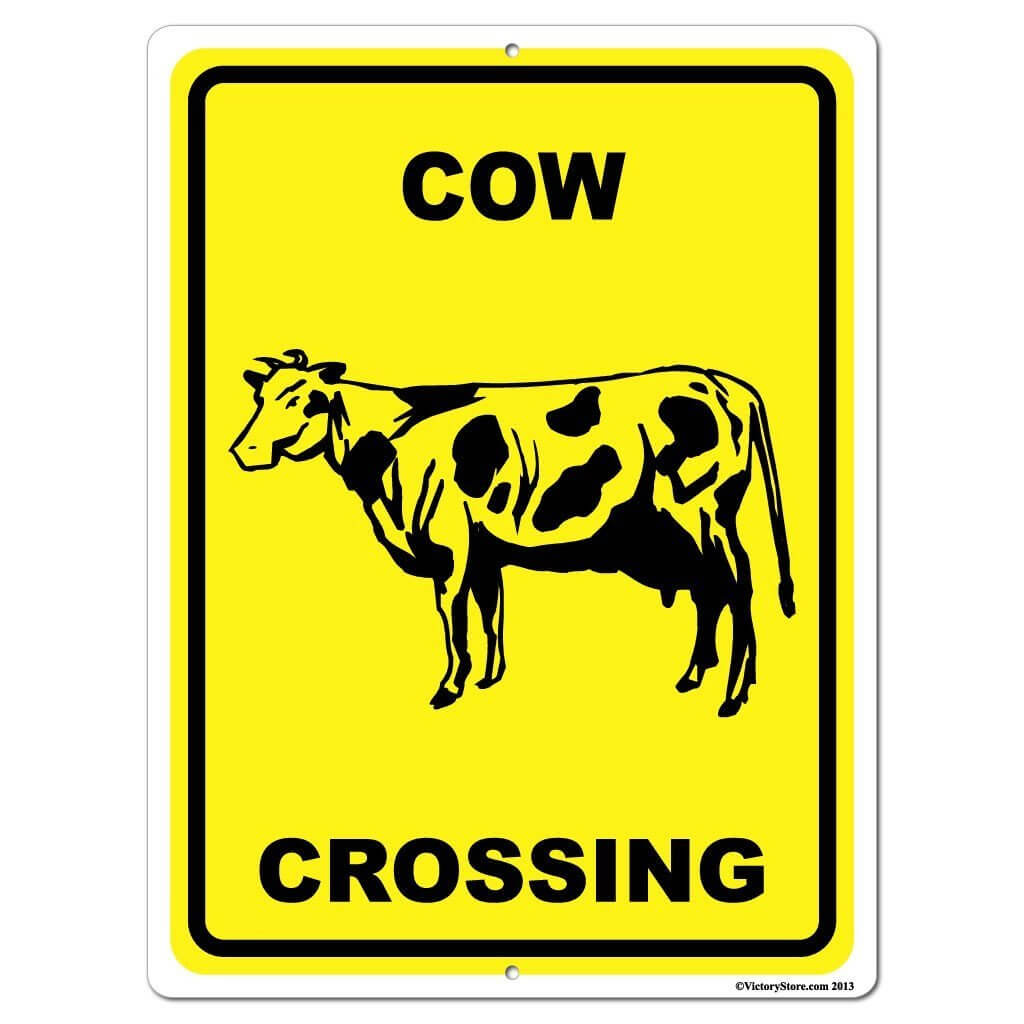 Cow Crossing Sign or Sticker