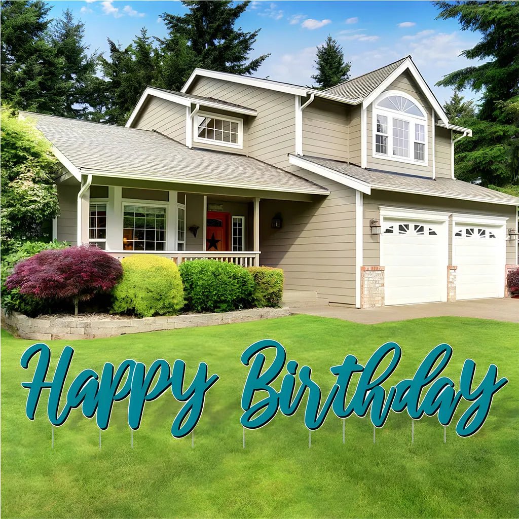 Cursive Solid Colors Happy Birthday Quick Set Yard Card 5 pc set