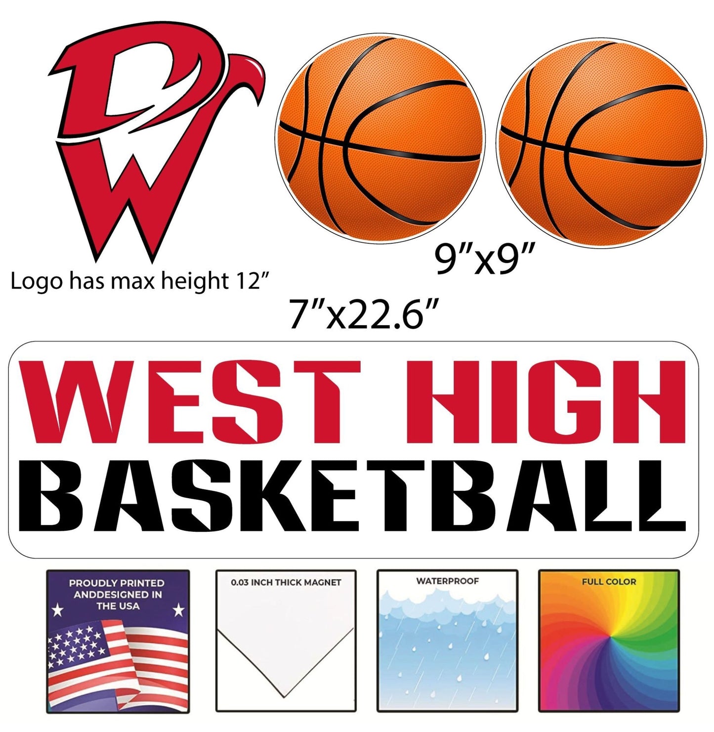 Custom Basketball Team Garage Door Magnet (19952)