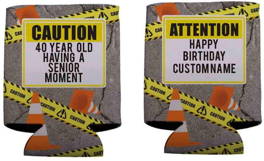 Custom Caution Having A Senior Moment Can Cooler Set of 24