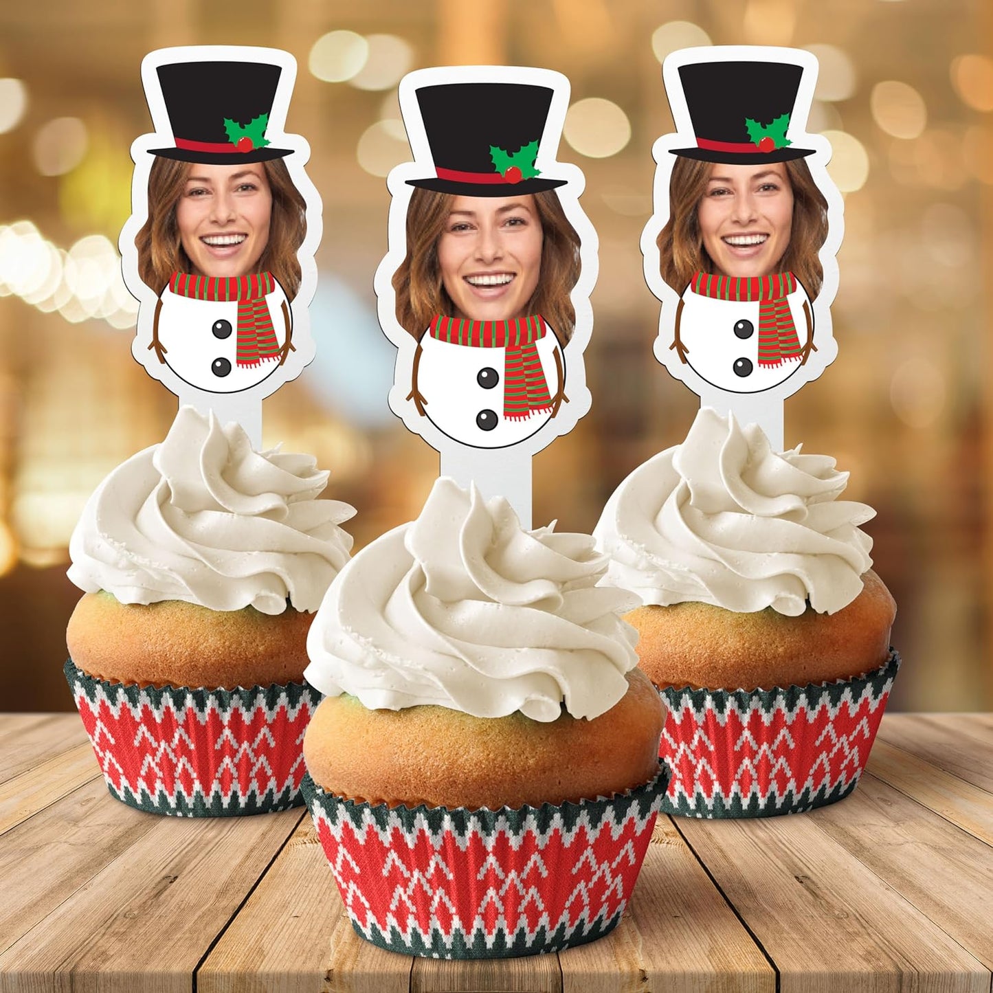 Custom Christmas Cupcake Toppers (Snowman)