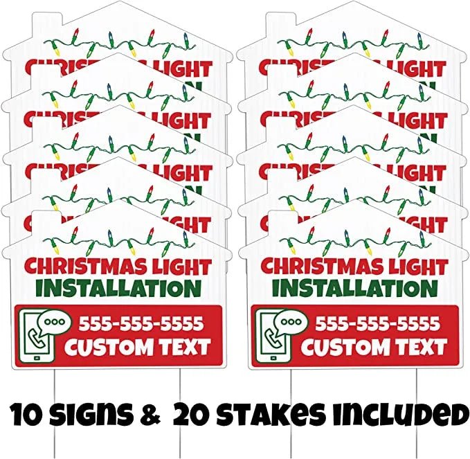 Custom Christmas Lights Installation Signs | 10-Pack
