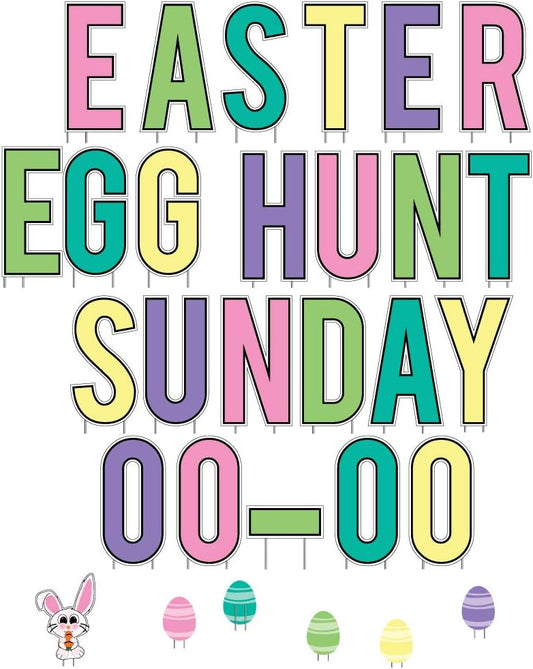 Custom Event Hours 18-Inch Easter Egg Hunt Yard Letters