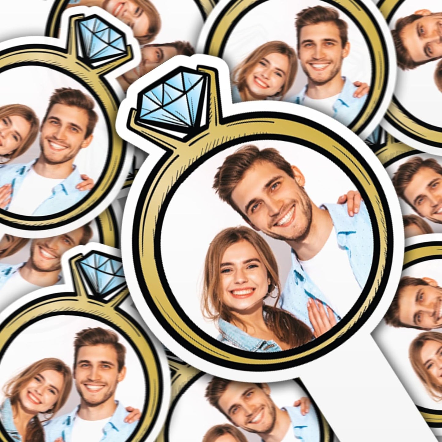 Custom Photo Wedding Cupcake Toppers Ring Shape