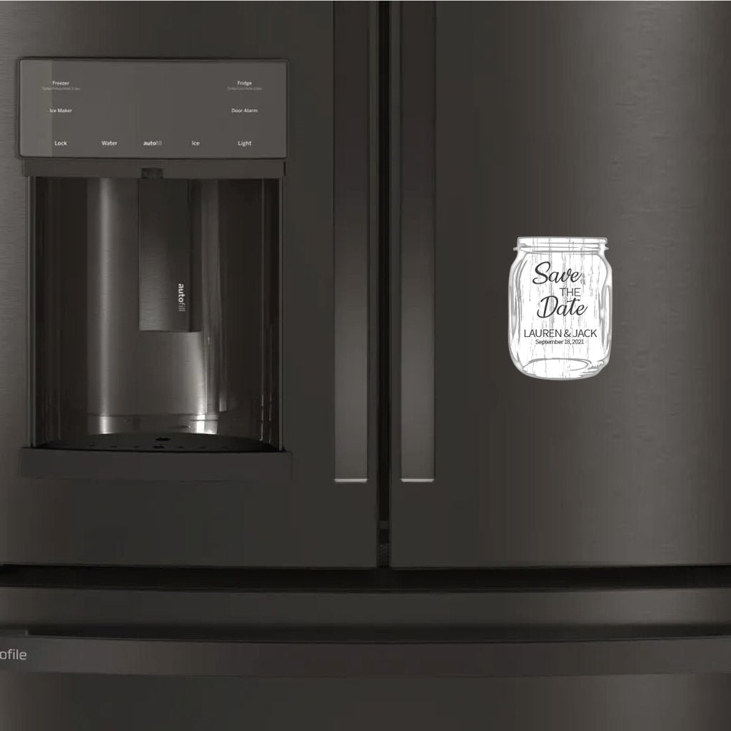 Custom Save the Date Rustic Mason Jar Refrigerator Magnets