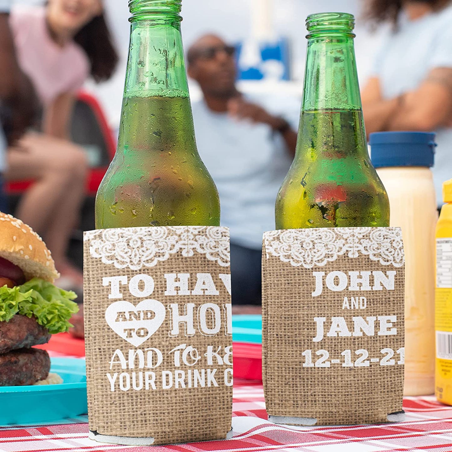 Custom Wedding Can Cooler - To Have And To Hold And To Keep Your Drink Cold