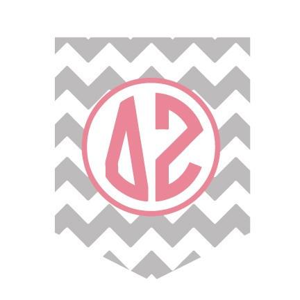 Delta Zeta - Chevron with Monogram Pocket T-Shirt - FREE SHIPPING