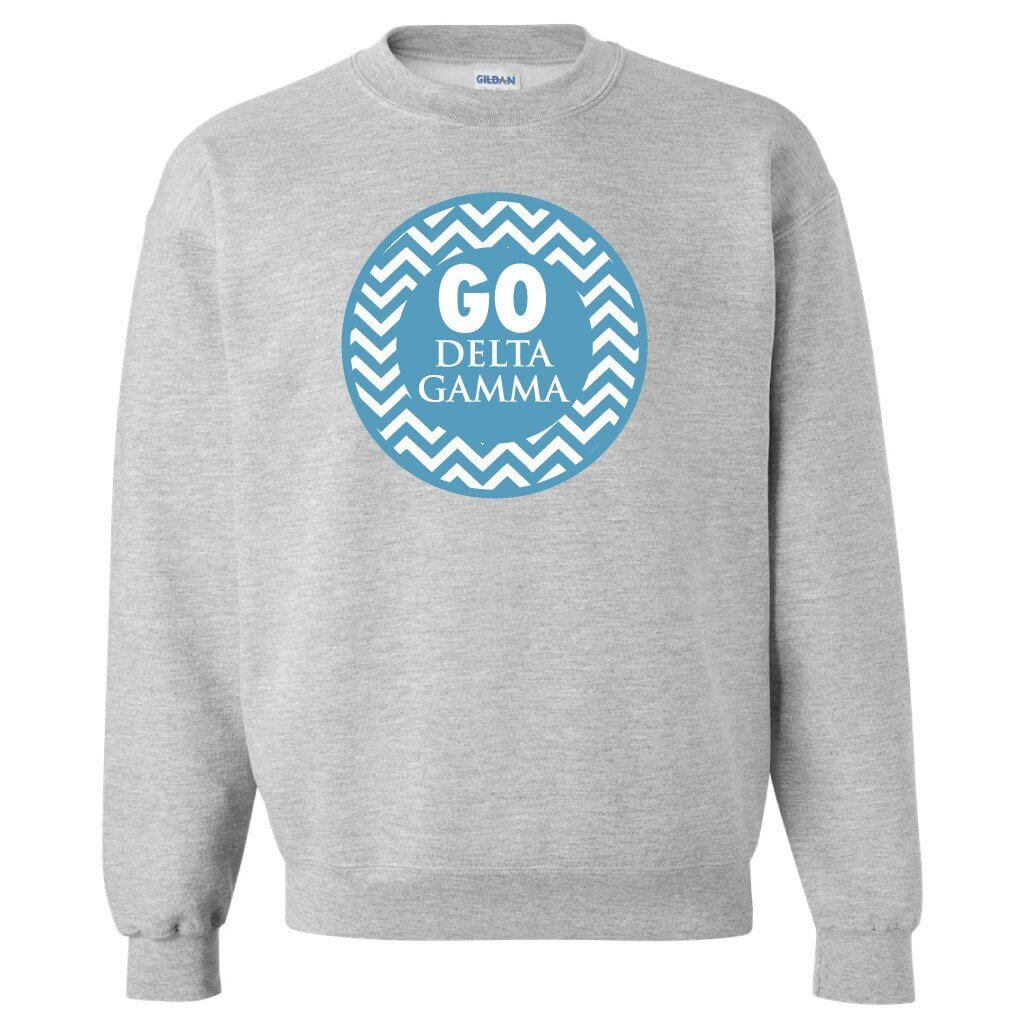 Delta Gamma Sport Gray Crewneck Sweatshirt "Go Delta Gamma" FREE SHIPPING