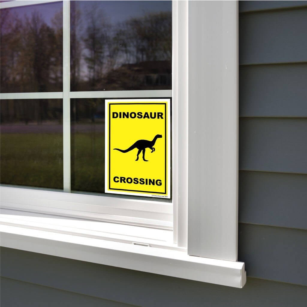 Dinosaur Crossing Sign or Sticker