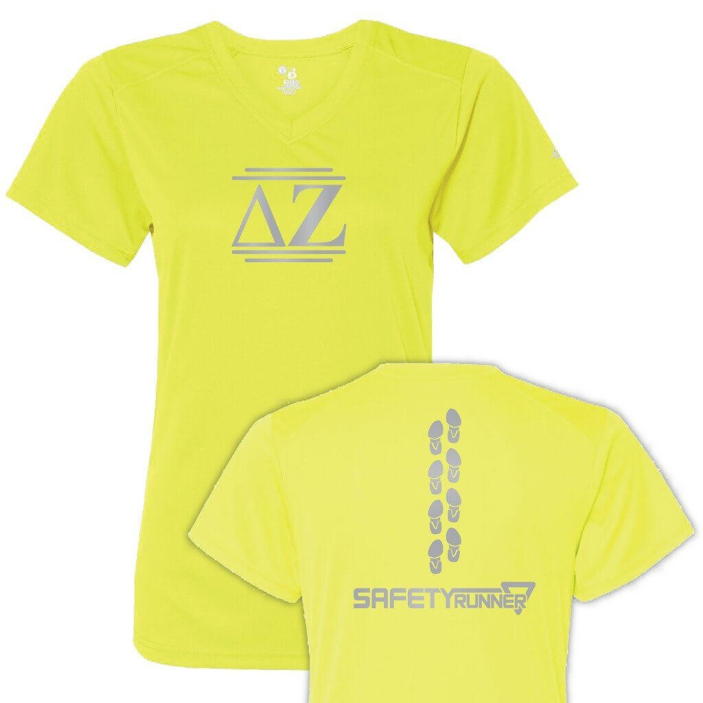 Delta Zeta Women's SafetyRunner Reflective V-neck Performance Shirt - FREE SHIPPING