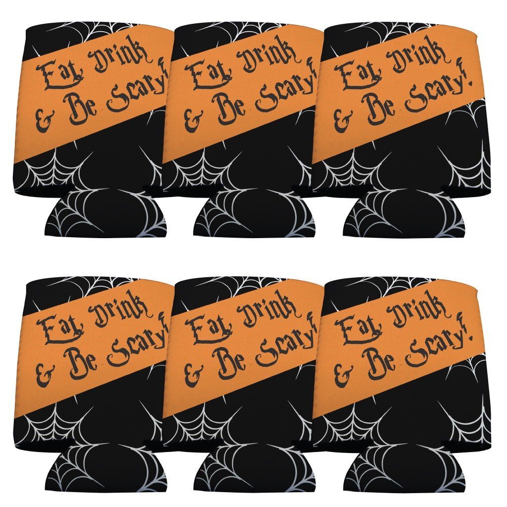 Halloween Party 'Eat, Drink, and Be Scary' Can Cooler Set 6 FREE SHIPPING