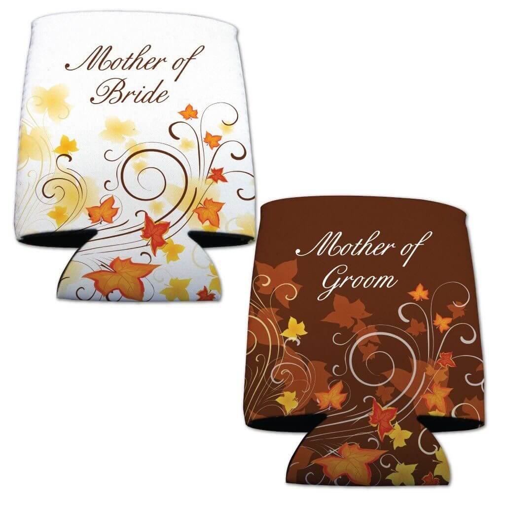 Fall Wedding Wedding Party Drink Can Coolers Set of 10 FREE SHIPPING