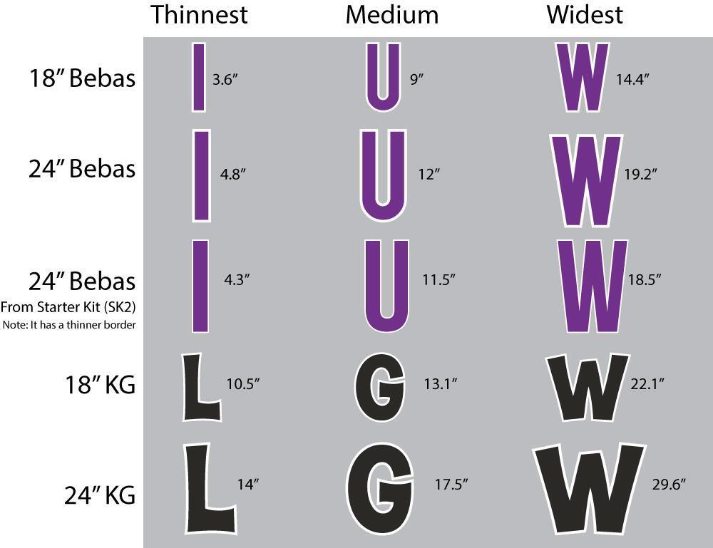 yard letter font sizes
