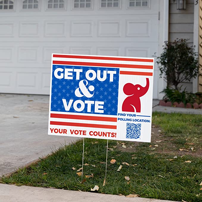 Get Out and Vote (Rebublican) with Polling Location QR Code | 18" x 24" | 4 pack