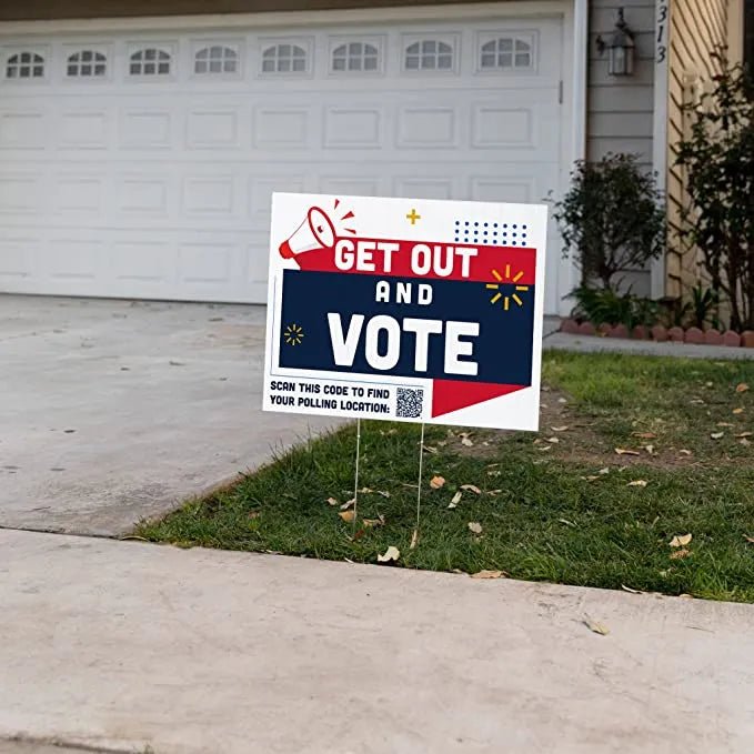 Get Out and Vote with Polling Location QR Code | 18" x 24" | 4 pack