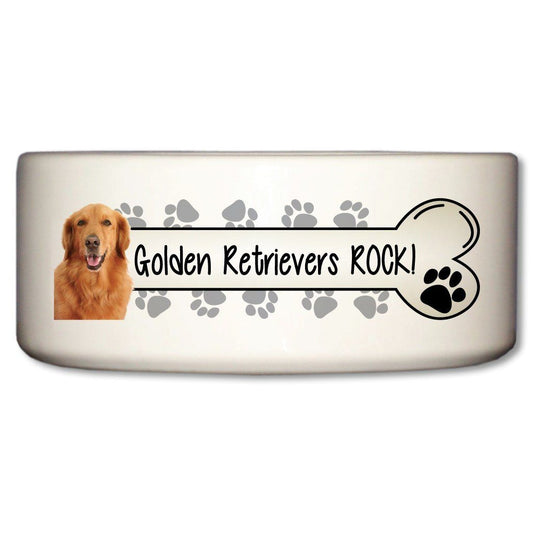 Golden Retrievers Rock Ceramic Dog Bowl