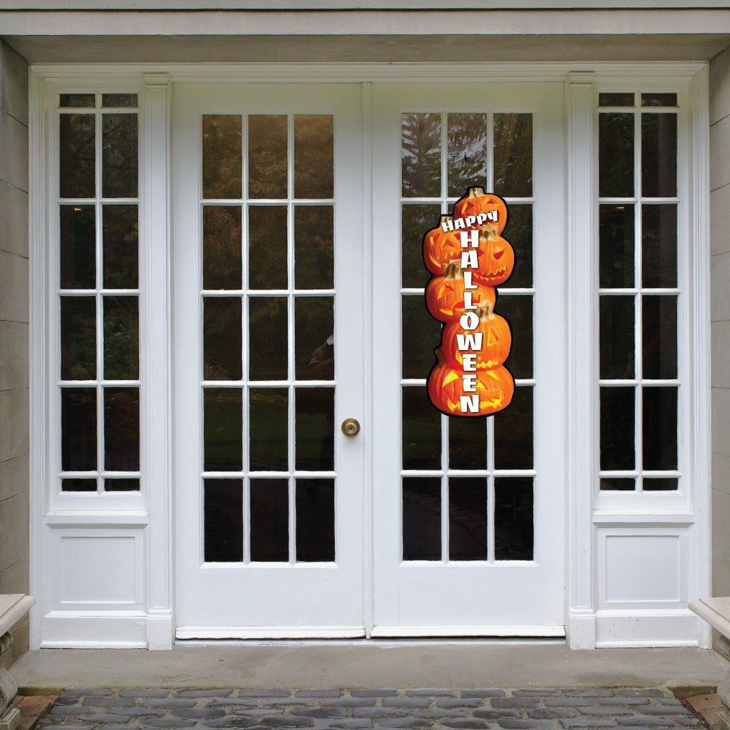 Pumpkin Stack Corrugated Plastic Door Decoration