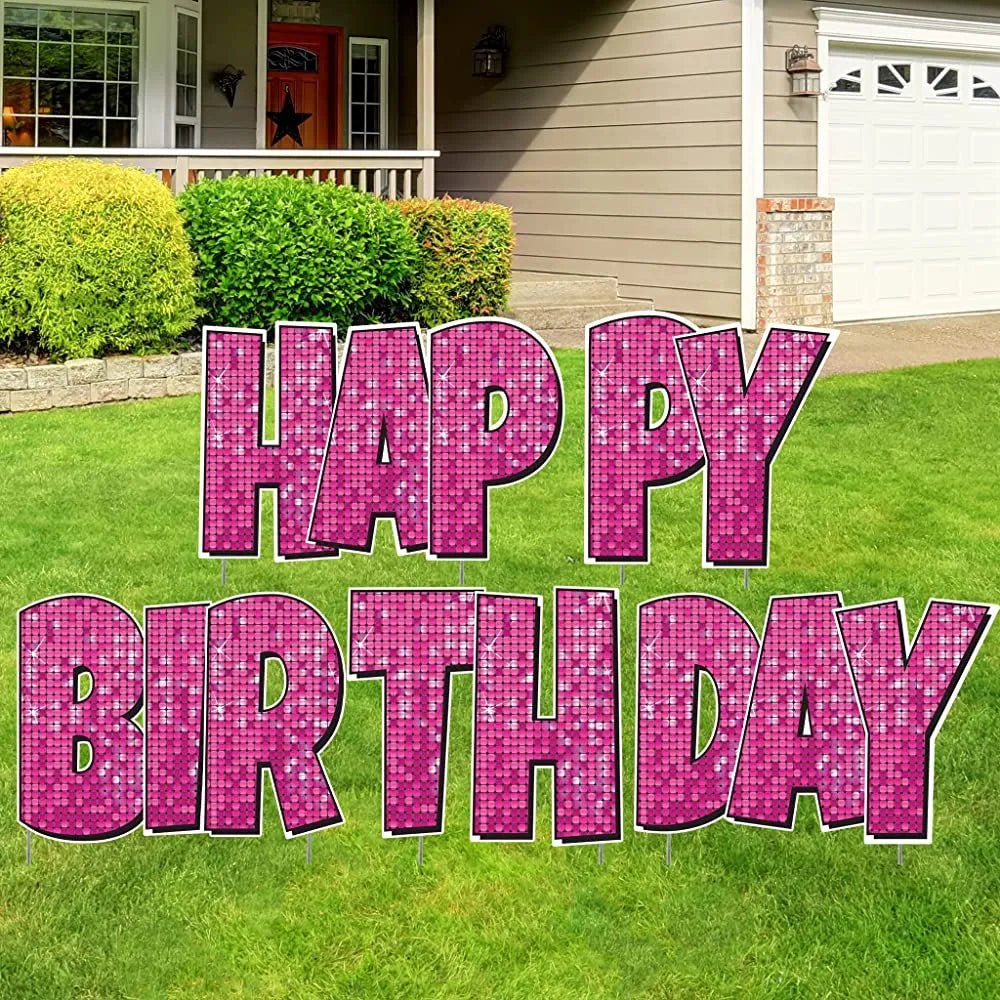 Happy Birthday Quick Set | Luckiest Guy Font | 24" Disco Sparkle | 5 pc Set