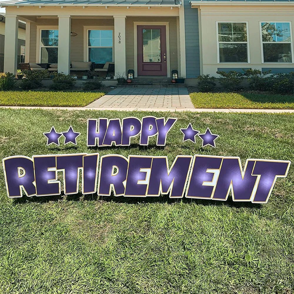 Happy Retirement Yard Sign Quick Set - 9 Piece