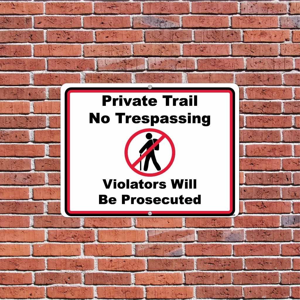 Hiking Private Trail No Trespassing Sign or Sticker - #7