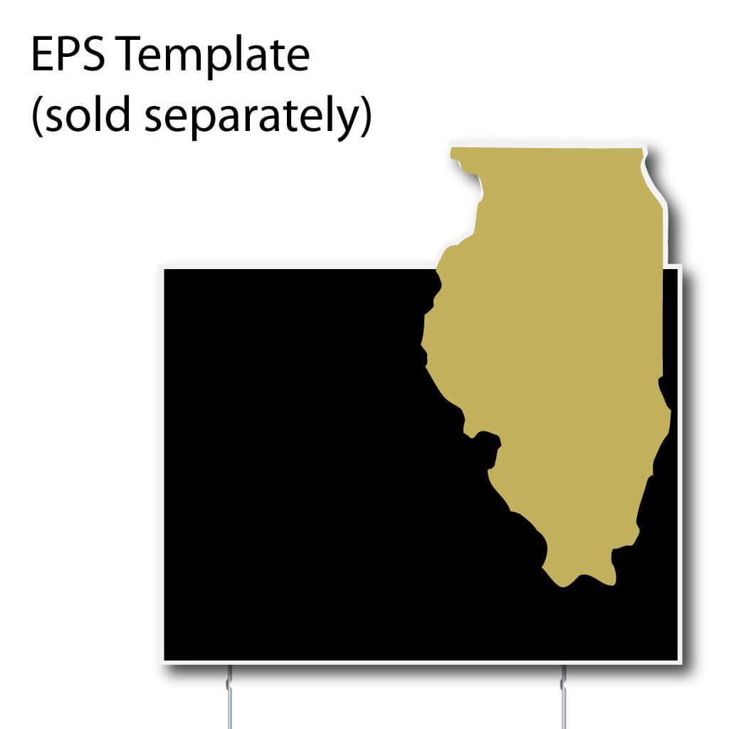 Illinois State Shaped Corrugated Plastic Yard Sign Blank - White or Yellow