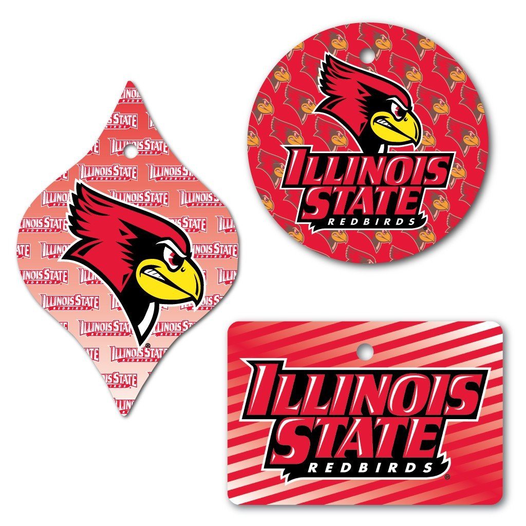 Illinois State University Aluminum Multiple Shaped Ornament Set of 3 - FREE SHIPPING