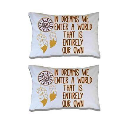 Dumbledore Quote "In dreams we enter a world..." Pillowcases Set of 2