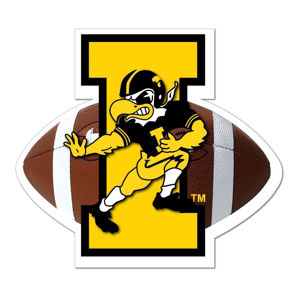 Iowa Hawkeye Herky Football Car Magnet - 11.5"