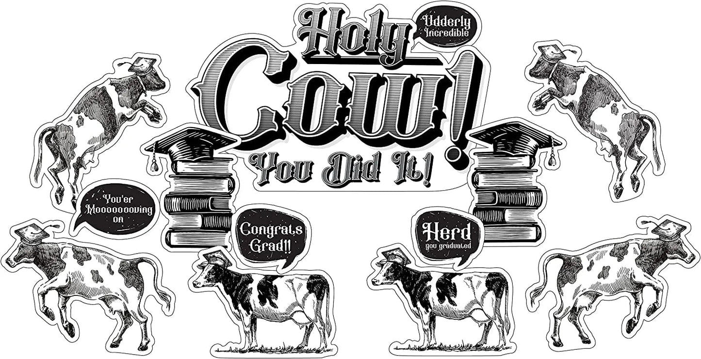 Jumbo Graduation Yard Sign | Holy Cow You Did It | 13 Pc