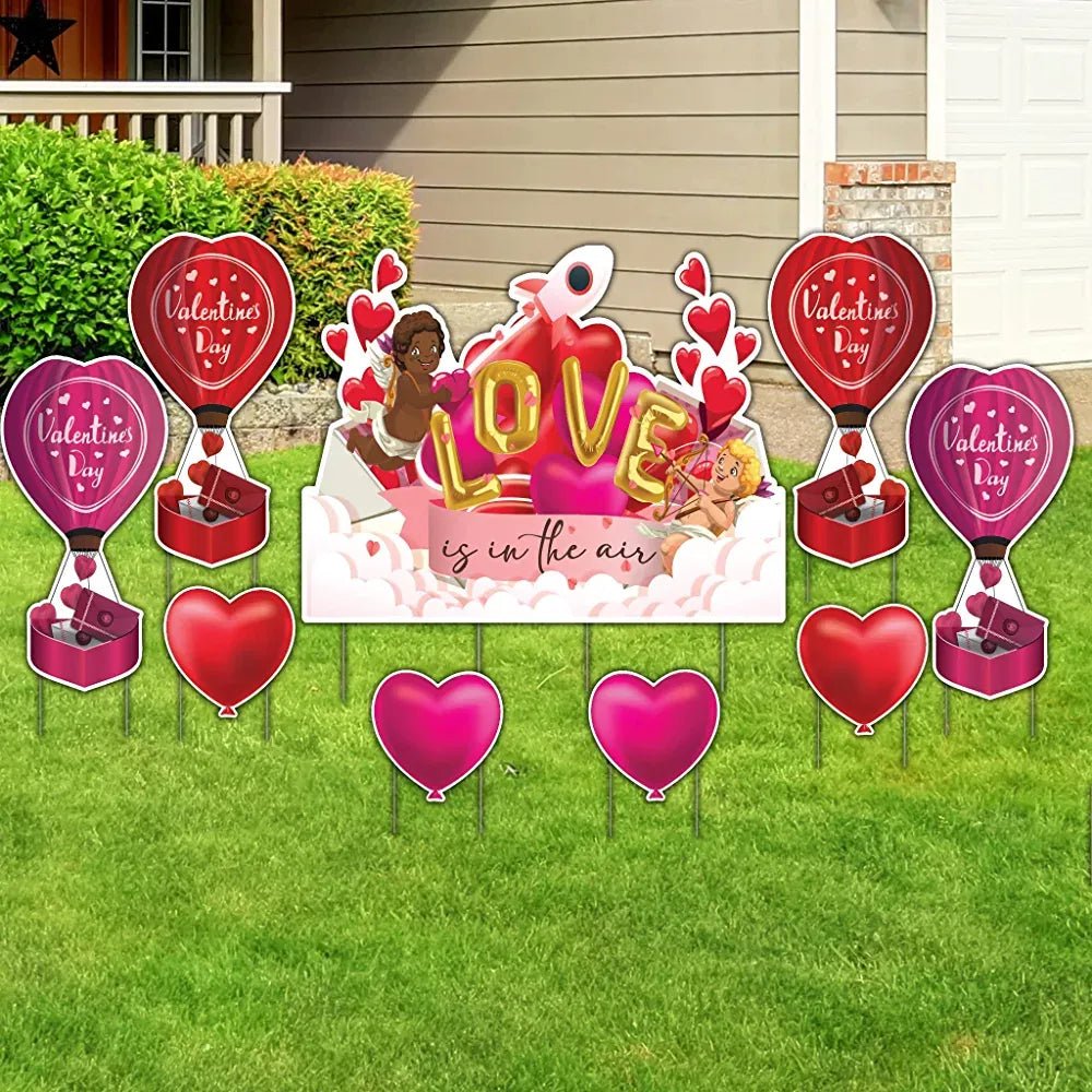 Jumbo Valentine's Day Love Is In The Air Yard Sign | 9 Pc Set