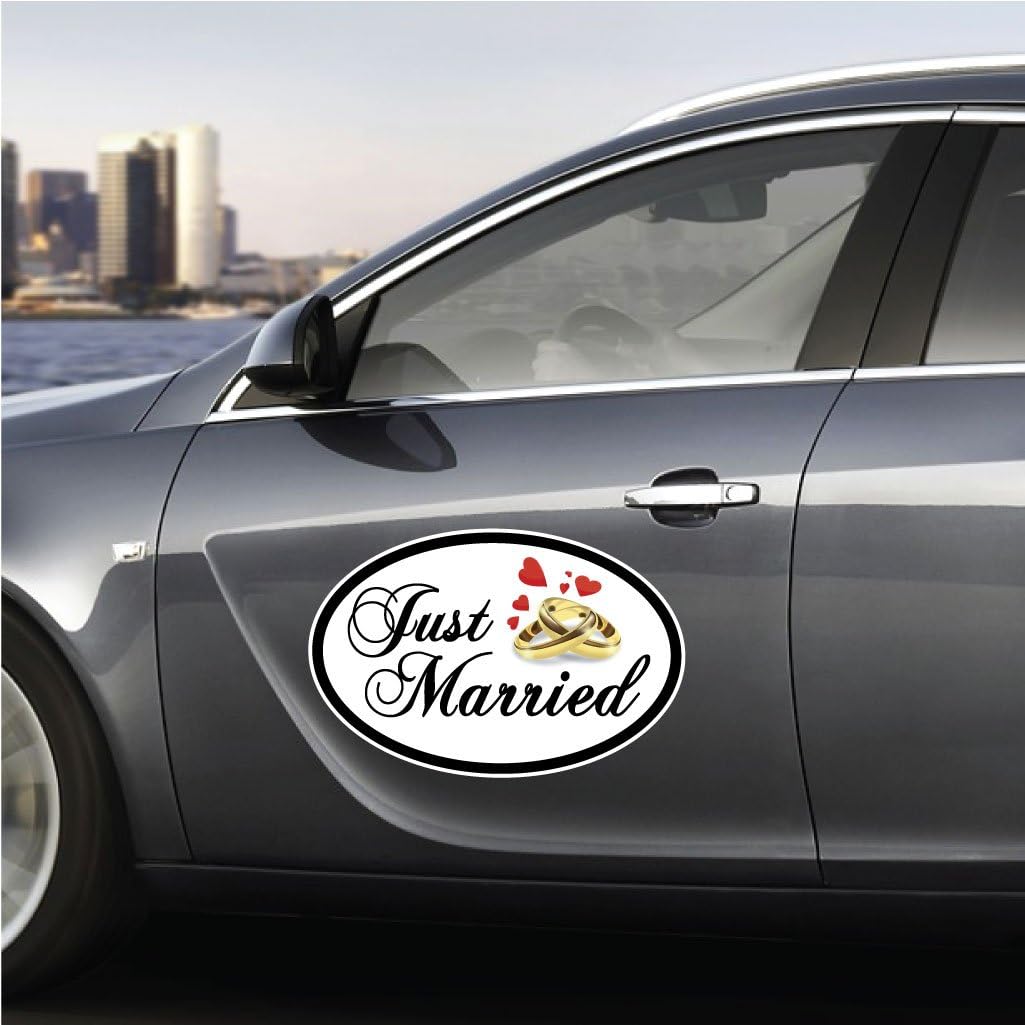 Just Married Oval Car Magnet Set - 18" x 24" - Pack of 2