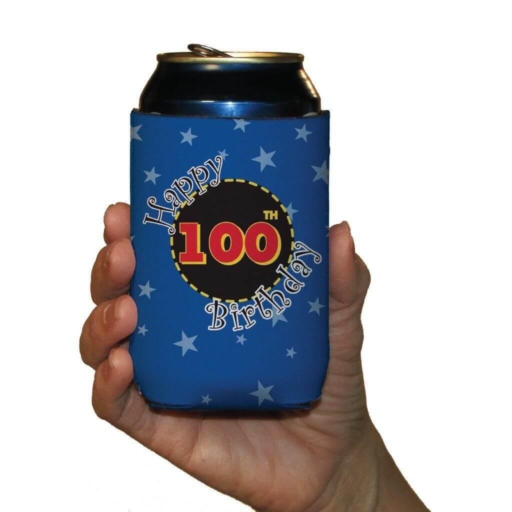 100th Birthday Party Can Cooler Set of 6 - FREE SHIPPING