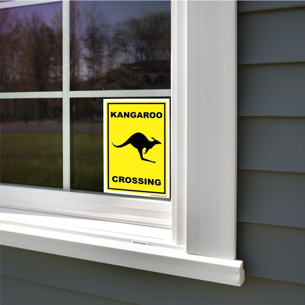 Kangaroo Crossing Sign or Sticker