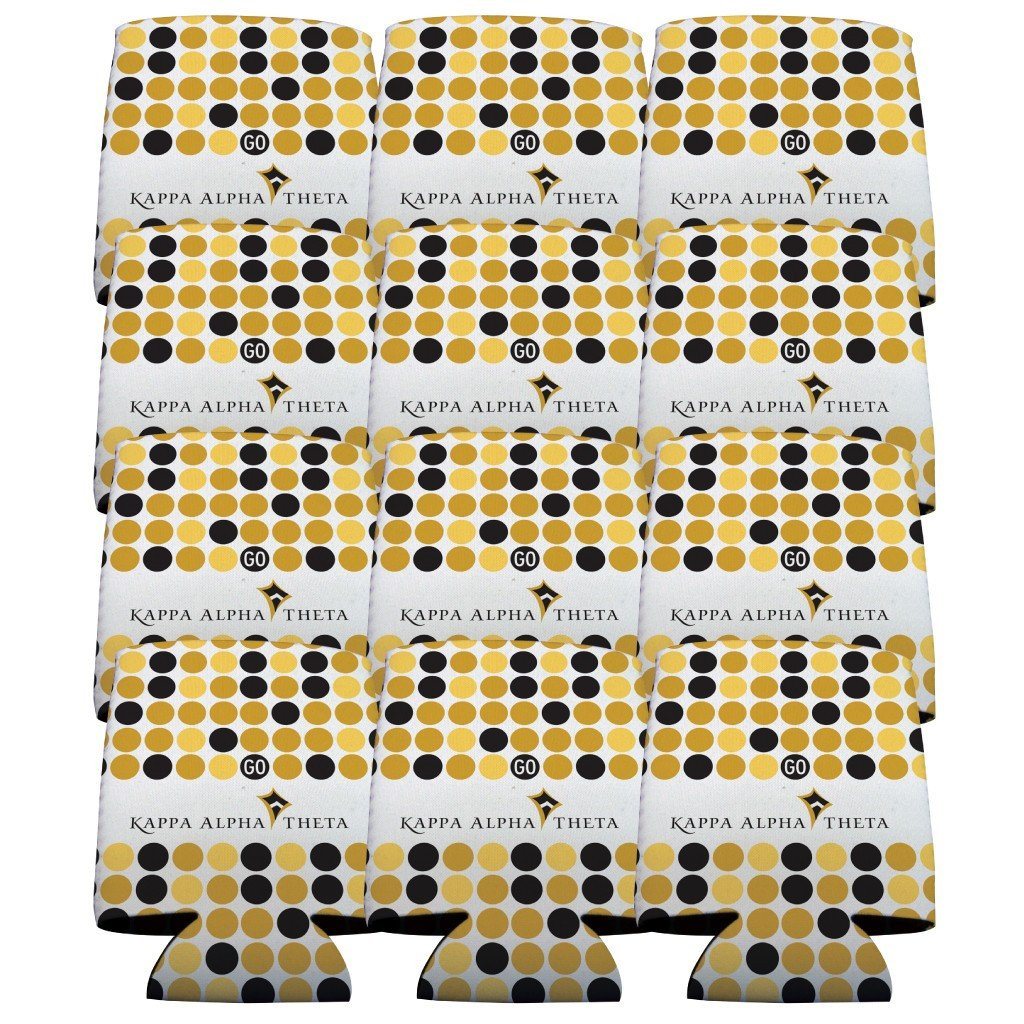 Kappa Alpha Theta Can Cooler Set of 12 - Polka Dot FREE SHIPPING
