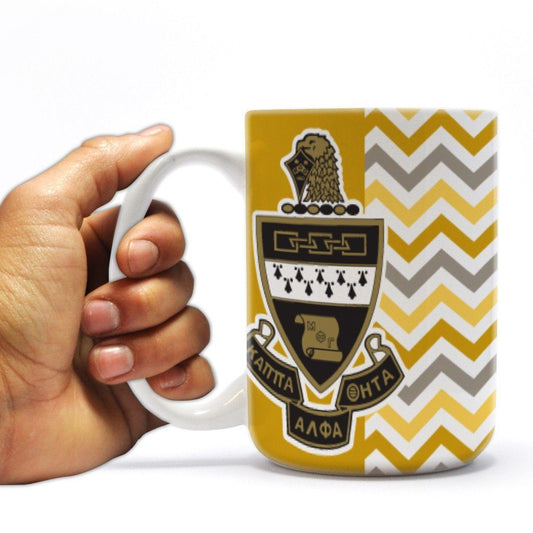 Kappa Alpha Theta 15 ounce Coffee Mug Chevron Stripe Design