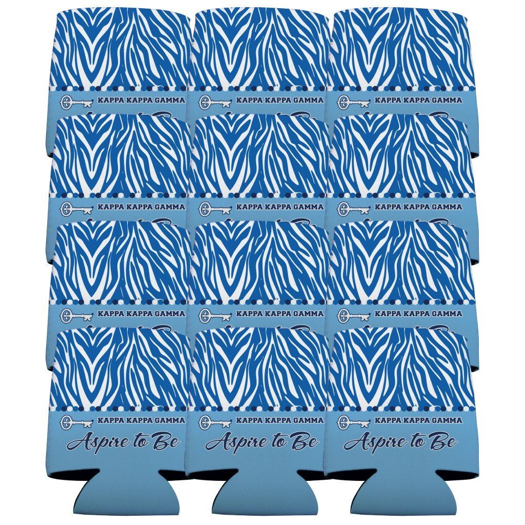Kappa Kappa Gamma Can Cooler Set of 12 - Zebra Print FREE SHIPPING