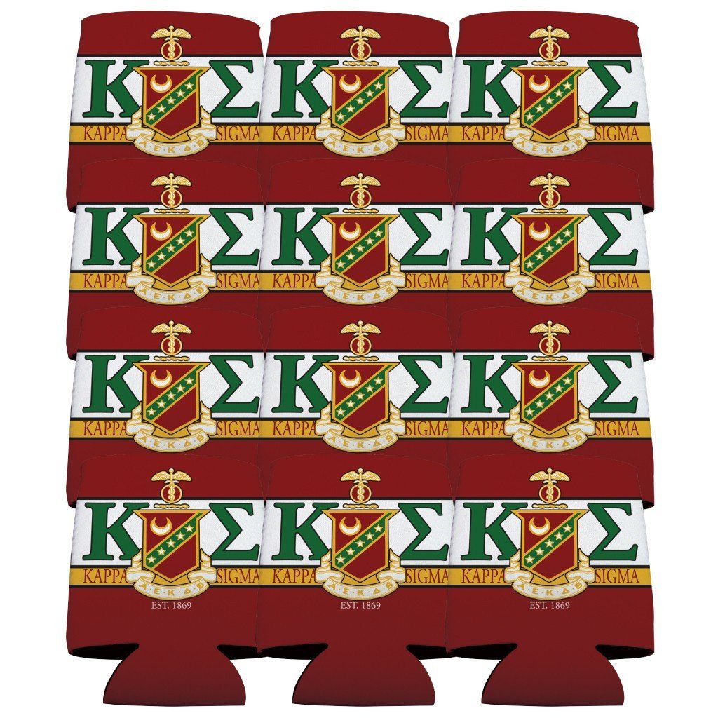 Kappa Sigma Can Cooler Set of 12 - KE and Shield FREE SHIPPING