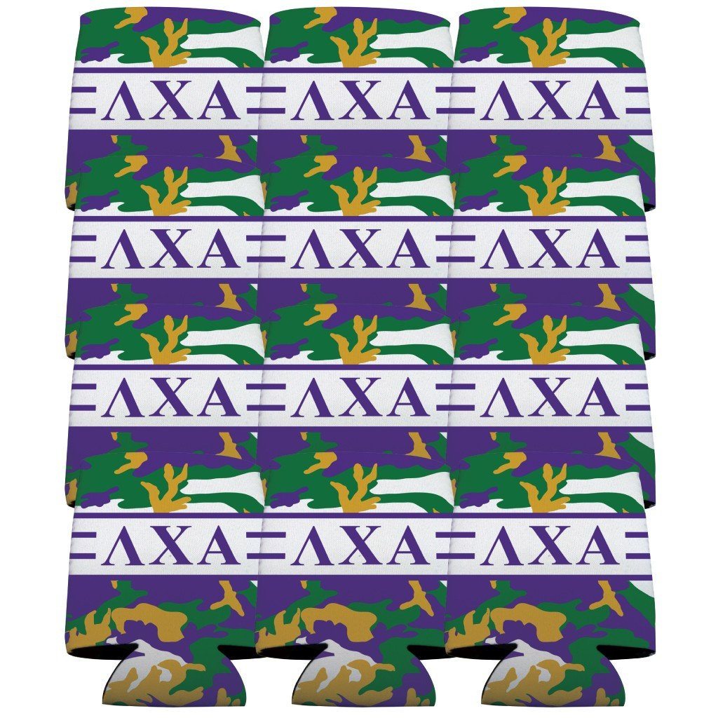 Lambda Chi Alpha Can Cooler Set of 12 - Army Camo - FREE SHIPPING