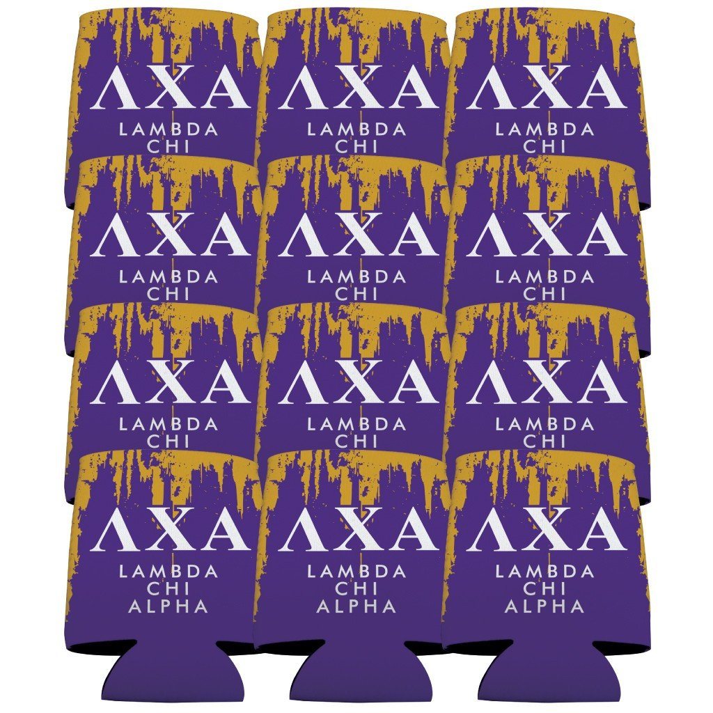 Lambda Chi Alpha Can Cooler Set of 12 - Purple and Gold - FREE SHIPPING