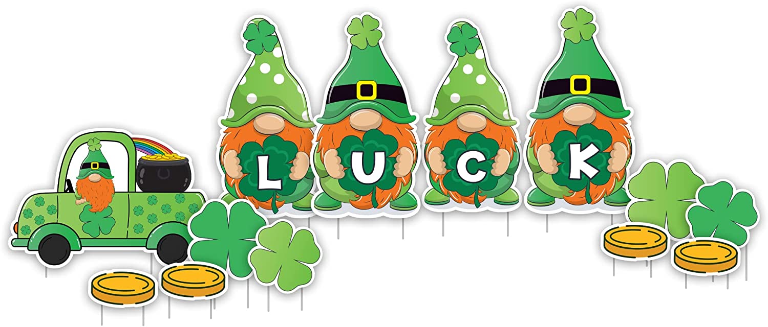 LUCK Gnomes St. Patrick's Day Yard Decoration 13 pc Set (20063)