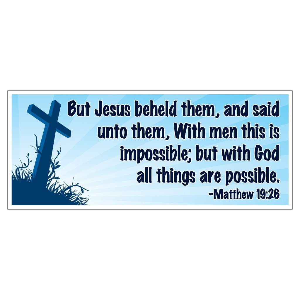 Matthew 19:26 Bumper Magnet Pair 3.75 x 9 - FREE SHIPPING