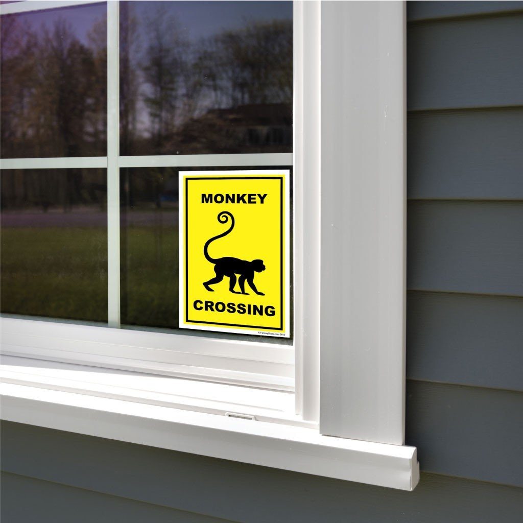 Monkey Crossing Sign or Sticker